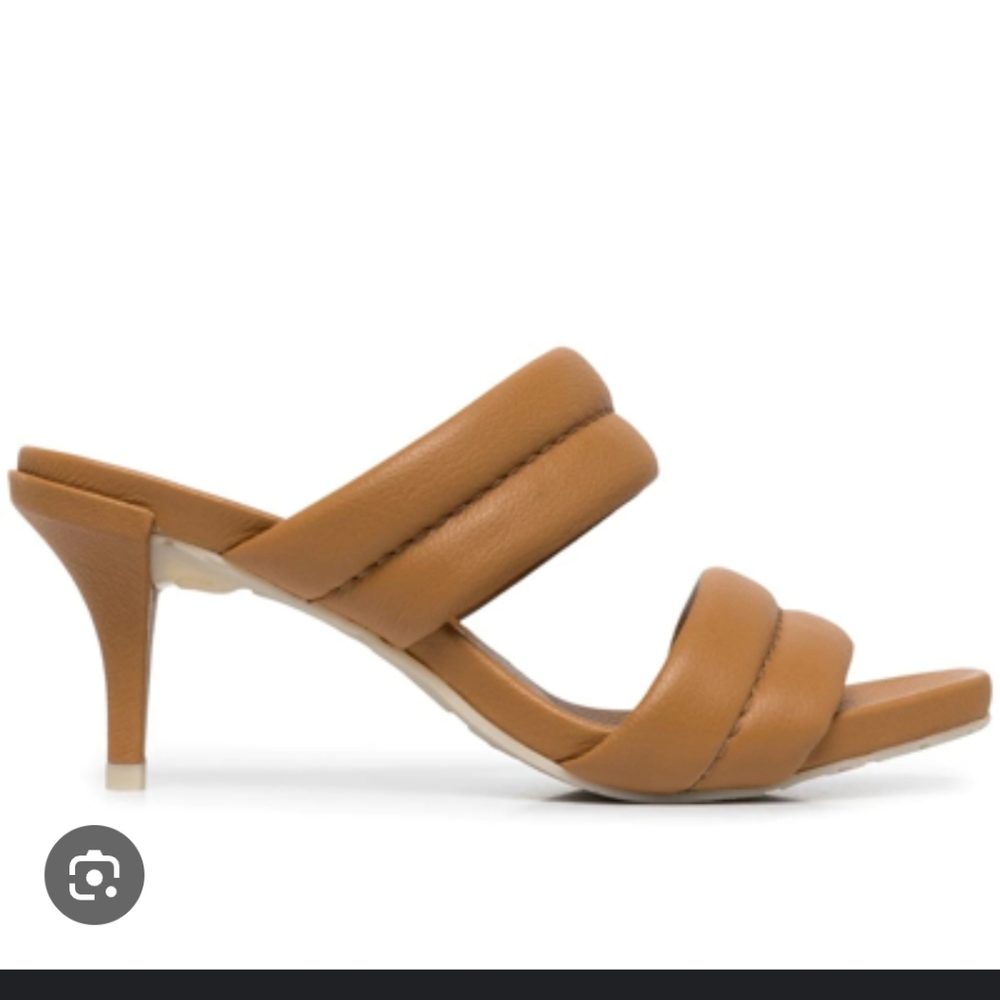 Pedro Garcia Clea Padded Goatskin Kitten-Heel Sandals | Beige/tan/brwn | Size 40